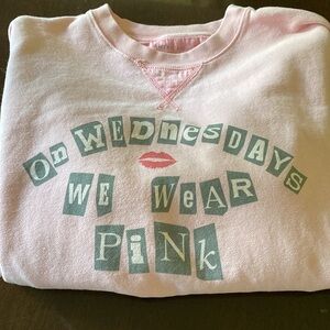 American Eagle AE x Mean Girls Crew Neck Sweatshirt On Wednesday We Wear Pink Xs